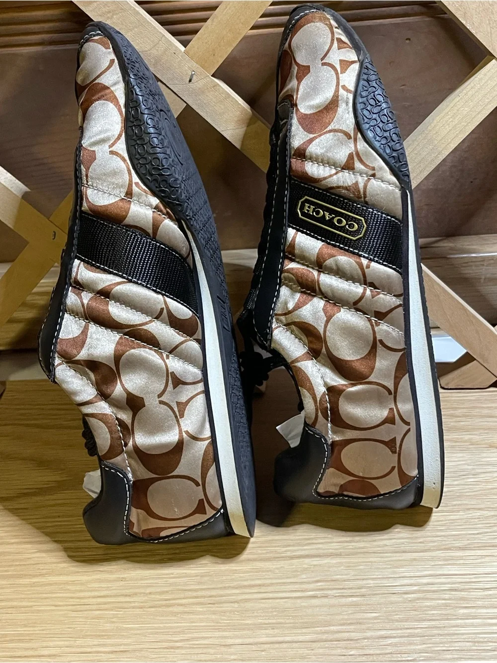 Coach W Sz 8M Metallic Bronze / Choco Quilted low -top Sneaker /Authentic Coach